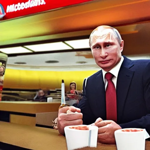 Image similar to vladimir putin in mcdonalds