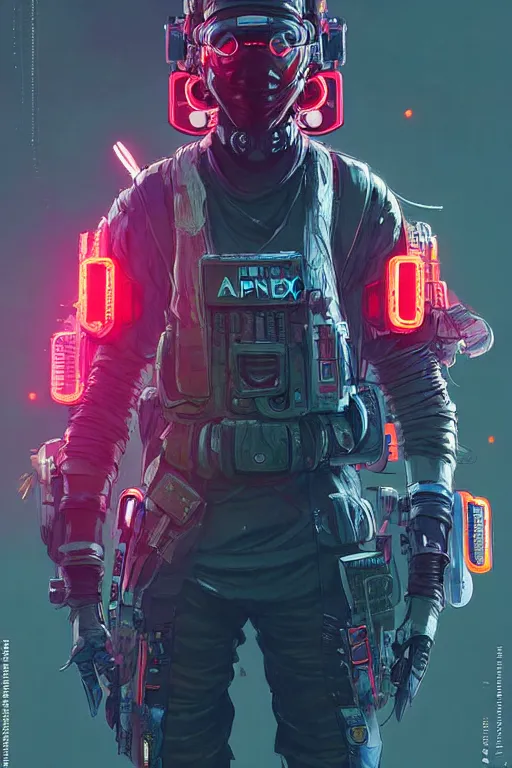 Prompt: soldier from apex legends, cyberpunk futuristic neon. decorated with traditional japanese ornaments by ismail inceoglu dragan bibin hans thoma greg rutkowski alexandros pyromallis nekro rene maritte illustrated, perfect face, fine details, realistic shaded, fine - face, pretty face