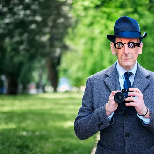 Image similar to Inspector Gadget as a real-life human, XF IQ4, f/1.4, ISO 200, 1/160s, 8K, RAW, unedited, symmetrical balance, in-frame