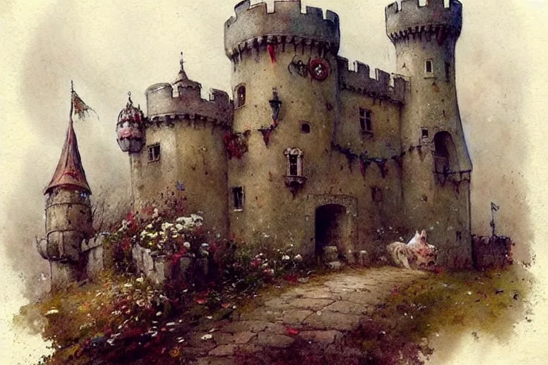Image similar to ( ( ( ( ( 1 9 5 0 gypsy gypsy gypsy gypsy gypsy fair tail medieval castle. muted colors. ) ) ) ) ) by jean - baptiste monge!!!!!!!!!!!!!!!!!!!!!!!!!!!!!!
