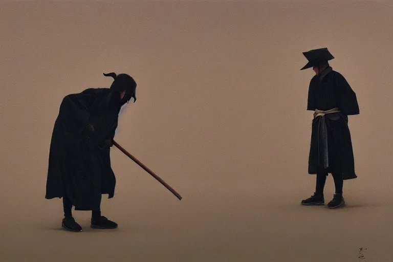 Image similar to samurai in raven - shaped hat artwork by tim eitel