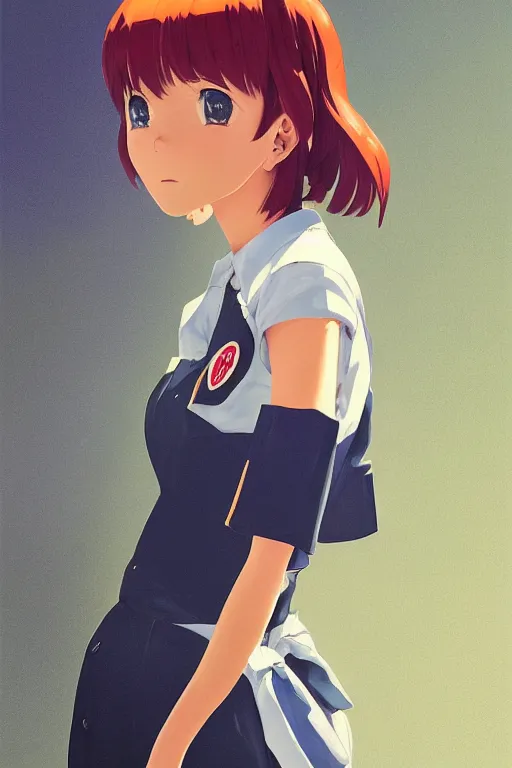 Prompt: a mcdonald's employee, girl, full shot, intriguing outfit, fine - face, realistic shaded perfect body, fine details. night setting. very anime style. realistic shaded lighting poster by ilya kuvshinov katsuhiro, magali villeneuve, artgerm, jeremy lipkin and michael garmash, rob rey and kentaro miura style, trending on art station