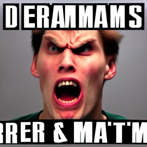 Image similar to dream Jerma 985 going psycho mode, seething with rage, angry, streamer pissed off, mad