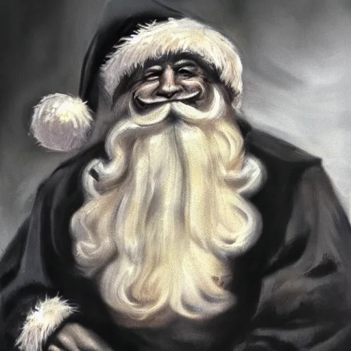 Image similar to an ultra - realistic portrait painting of santa claus in the style of frank frazetta. 4 k. ultra - realistic. highly detailed. dark fantasy. epic lighting.