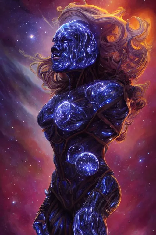 Prompt: beautiful oil painting with high detail of a wise Space ent((((((Swalloinga black Hole)))))) made of stars and plasma, hybrid from dungeons and dragons and art direction by James Cameron ;by artgerm; wayne reynolds art station; cinematic quality character render; low angle; ultra high quality model; production quality cinema model