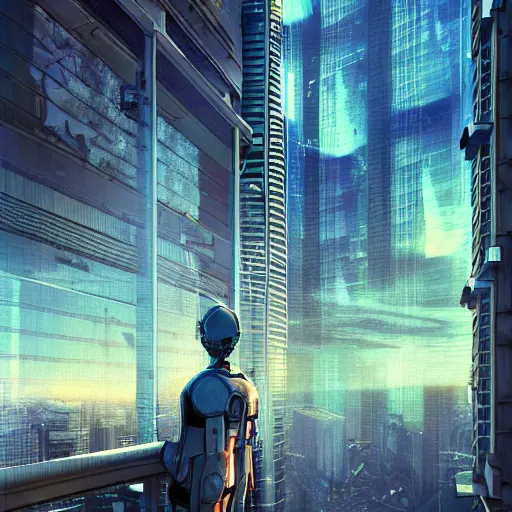 cyberpunk, balcony, windows, light rays, buildings, | Stable Diffusion ...