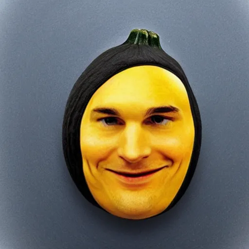 Image similar to ashton kutcher face on a squash