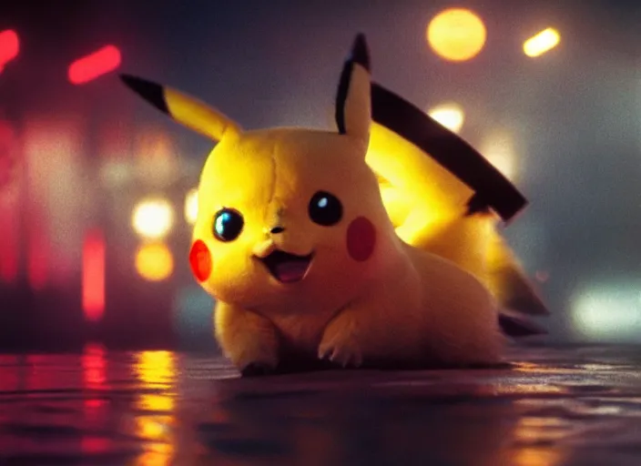 Image similar to film still pikachu in blade runner, 8 k