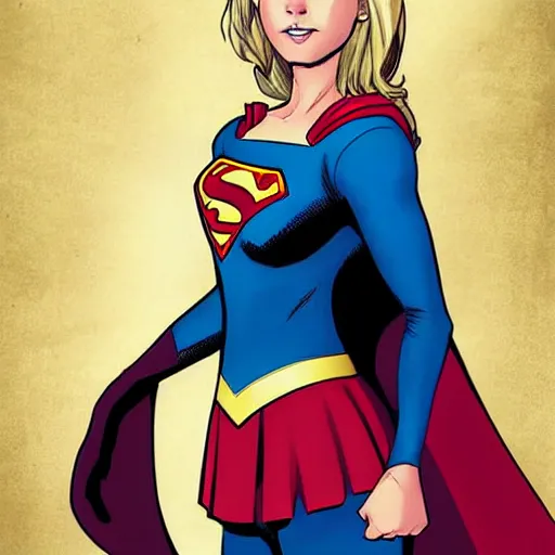 Prompt: supergirl, highly detailed, portait, character art by fiona staples.