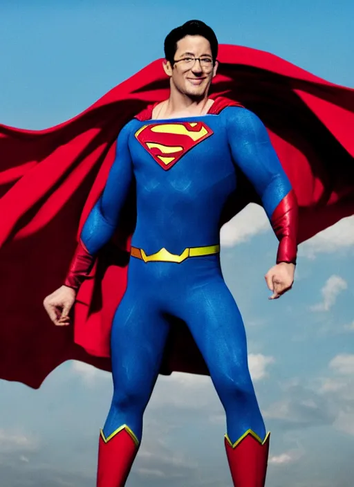 Image similar to film still of Markiplier as Superman in Superman, 4k