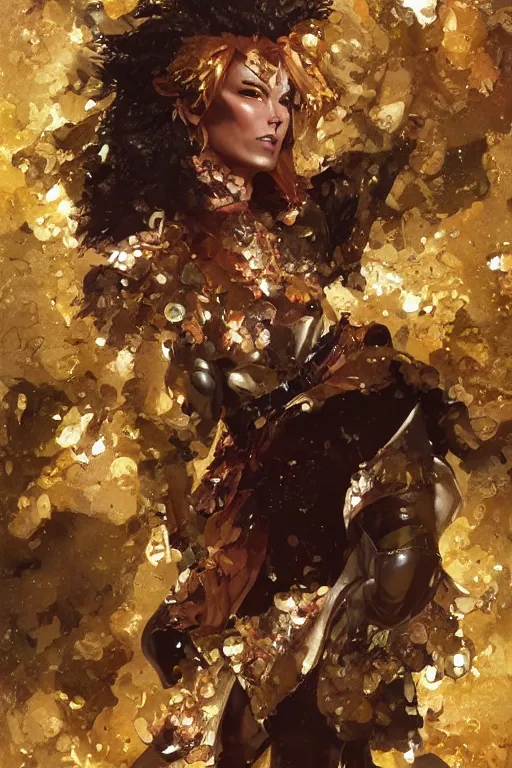 Image similar to portrait of the vendetta lion sustainer wearing glittering shoes by artgerm and Craig Mullins, James Jean, Andrey Ryabovichev, Mark Simonetti and Peter Morbacher 16k