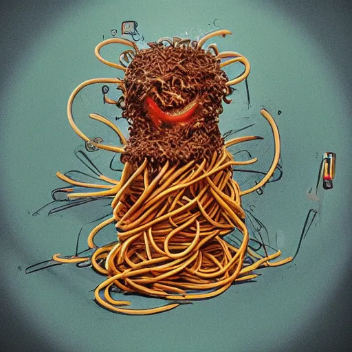 Prompt: Spaghetti monster, 8k, artstation, concept art