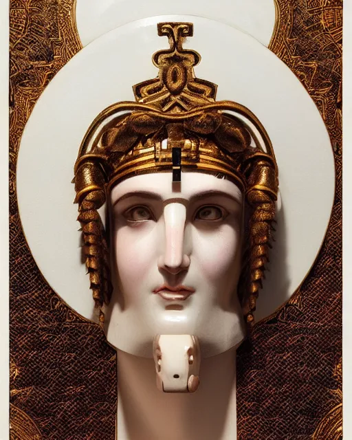 Image similar to portrait of an ancient greek character in intricate ornate armor with an ivory mask, by ilya kuvshinov, by thomas lawrence, by bayard wu, trending on artstation, masterpiece