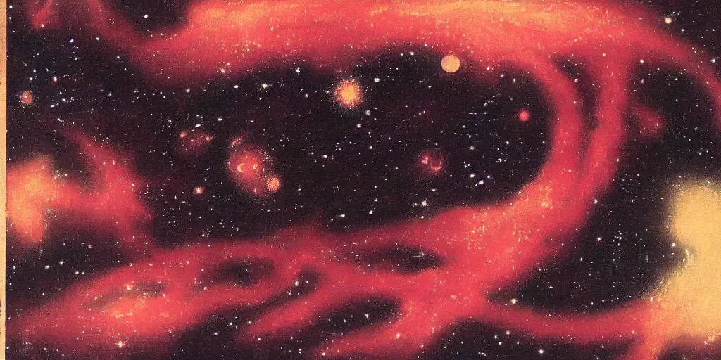 Image similar to painting of the nebula by kitano tsunetomi, 1 9 3 9