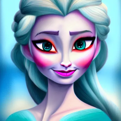 Prompt: elsa painting elsa by skaera on deviantart