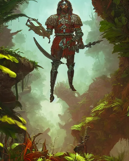 Prompt: 3d render of a spanish conquistador wearing ornate armor in a dense jungle, art by Peter mohrbacher and Dan mumford and studio ghibli, fantasy, intricate octane, trending on artstation, studio ghibli color scheme, detailed, 8k, concept art