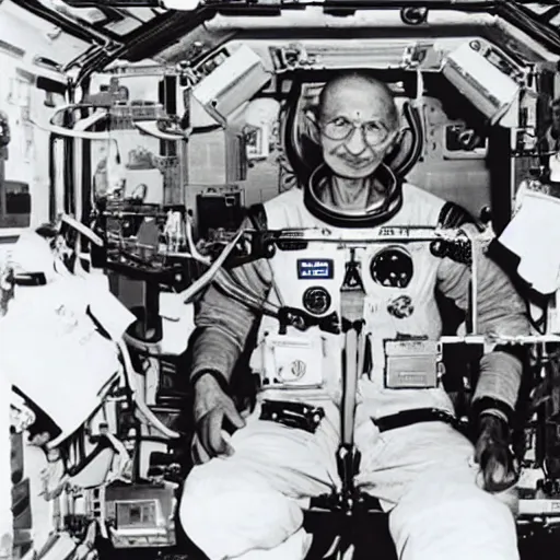 Prompt: mohandas gandhi inside the international space station