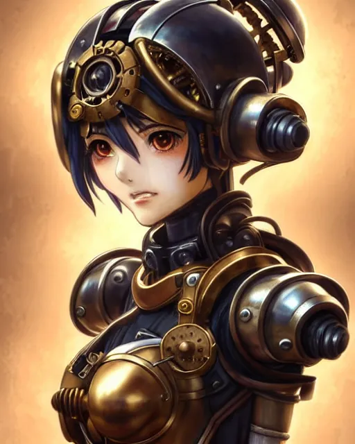 Image similar to portrait Anime Girl in mechanical armor steampunk cute-fine-face, pretty face, realistic shaded Perfect face, fine details. Anime. Bioshock steampunk realistic shaded lighting by katsuhiro otomo ghost-in-the-shell, magali villeneuve, artgerm, rutkowski Jeremy Lipkin and Giuseppe Dangelico Pino and Michael Garmash and Rob Rey