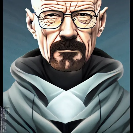 Image similar to portrait of walter white as a wizard, anime fantasy illustration by tomoyuki yamasaki, kyoto studio, madhouse, ufotable, trending on artstation