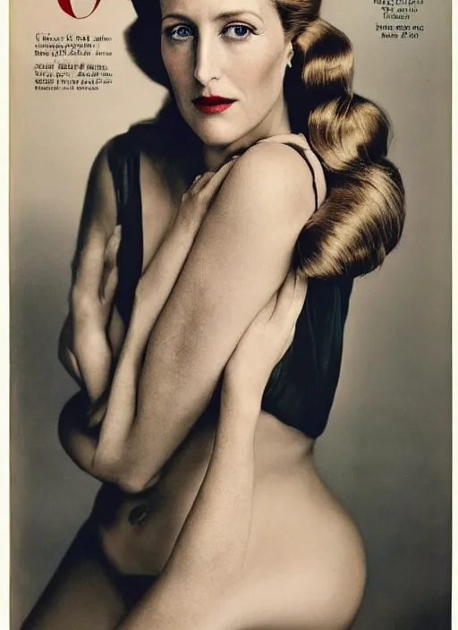 Image similar to a portrait of gillian anderson by mario testino, head shot, award winning, cover of vogue 1 9 1 0, 1 9 1 0, 1 9 1 0 s style, 1 9 1 0 s hairstyle, sony a 7 r