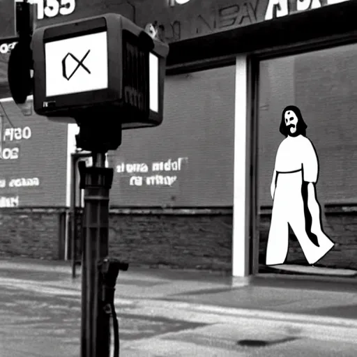 Prompt: jesus caught on cctv