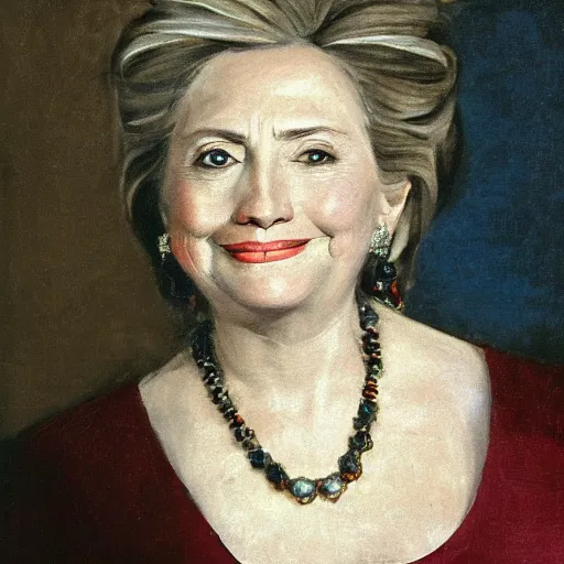 Prompt: detailed portrait of hillary clinton wearing beautiful earrings by francisco goya