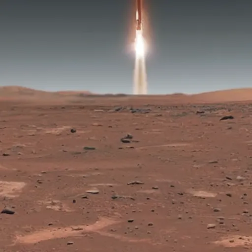 Image similar to A SpaceX Starship rocket landing on mars.