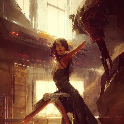 Image similar to awoke to crunch of metal, sweet smells, by wlop, artgerm, greg rutkowski