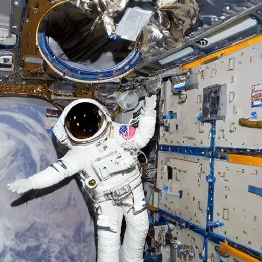 Image similar to astronaut horse fixing the space station in space