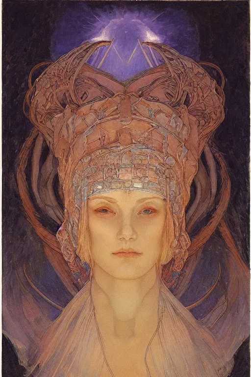 Image similar to goddess of the frozen earth, by Annie Swynnerton and Nicholas Roerich and jean delville, dramatic cinematic lighting , ornate headdress , flowing robes, lost civilizations, smooth, sharp focus, extremely detailed