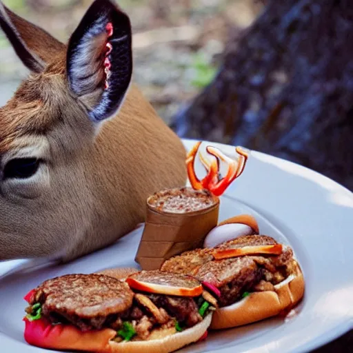 Image similar to deer eating hamburger