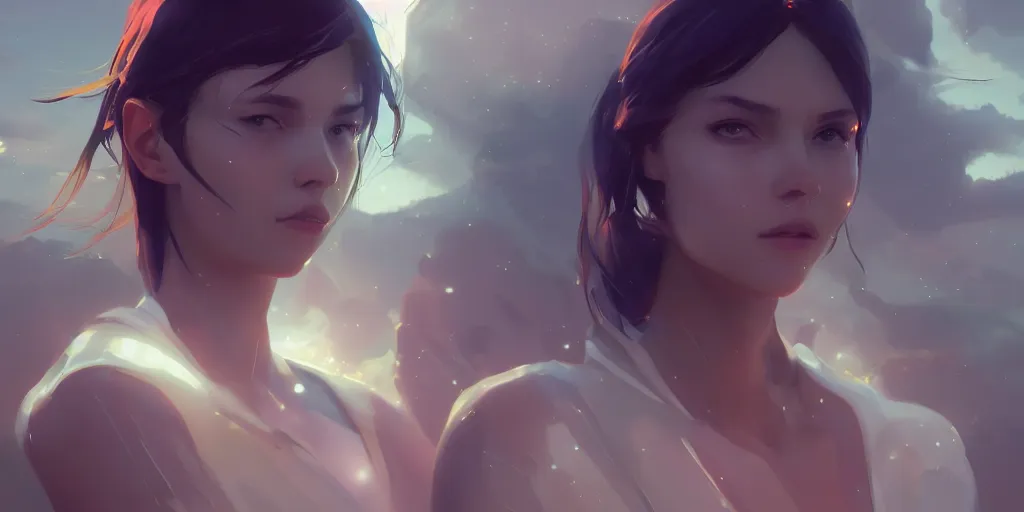 Image similar to Young woman, somber white eyes, long, gentle lighting, piloting a small space shuttle, futuristic, dim lighting, digital art by Makoto Shinkai ilya kuvshinov and Wojtek Fus, digital art, concept art,