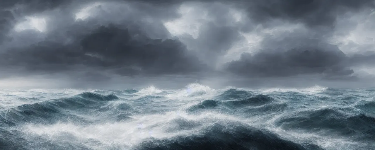 Prompt: hyper realistic digital painting of stormy sea, matte painting, highly intrincate, swirl, unreal engine, octane render, 4 k, artstation, cgsociety, by william turner