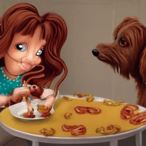 Image similar to lady in the tramp, but with intestines