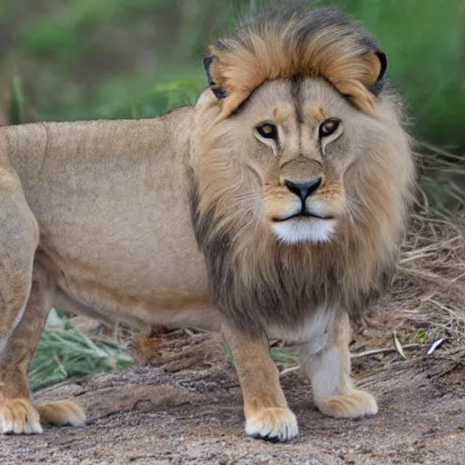 Image similar to nature photograph of a lion rabbit hybrid