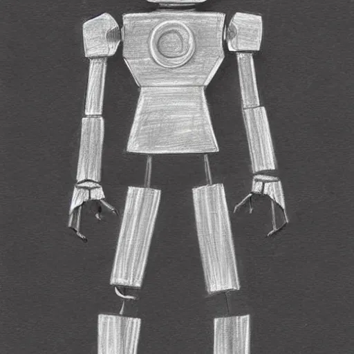 Image similar to skinny robot stick figure character concept art, pencil drawing