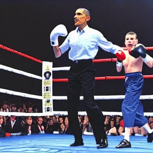 Prompt: obama boxing with gundam