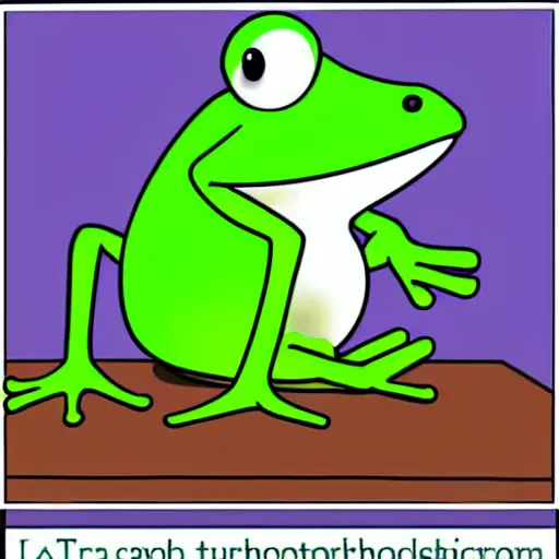 Image similar to anthropomorphic frog as a teacher