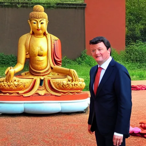 Image similar to Matteo Renzi reaching the Bodhisattva status in lotus pose