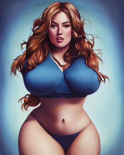 Prompt: beautiful plus size girl painting by artgerm