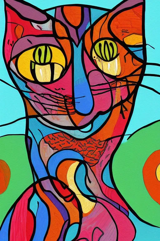 Image similar to beautiful art illustration of cat by laurel burch