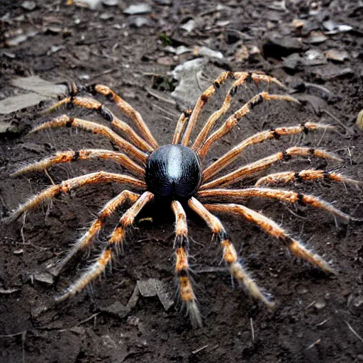 Prompt: giant spider farm