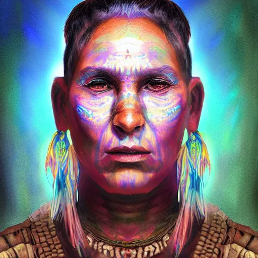 Image similar to a shaman portriat, digital art, amazing lighting