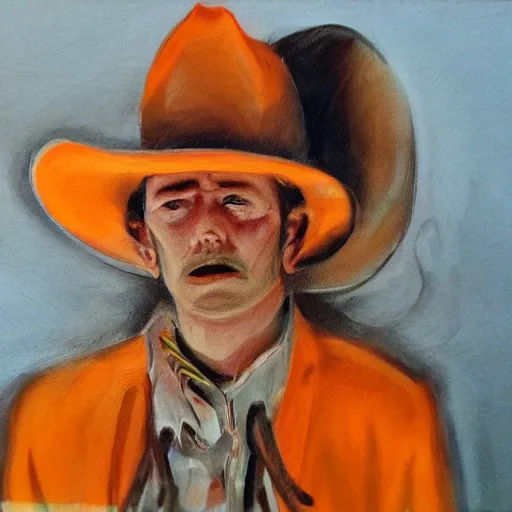 Image similar to Cowboy orange realistic portrait