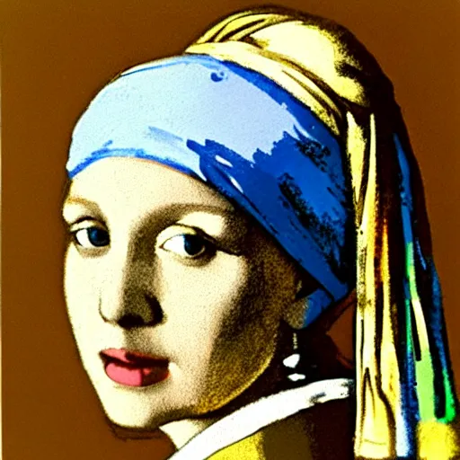 Prompt: Girl With a Pearl Earring by Andy Warhol