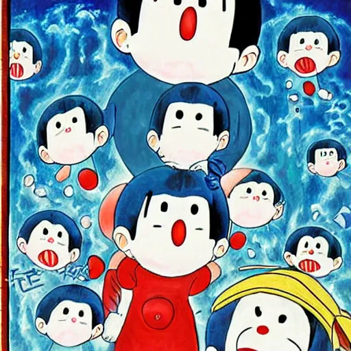 Image similar to Doraemon painting by Junji Ito.