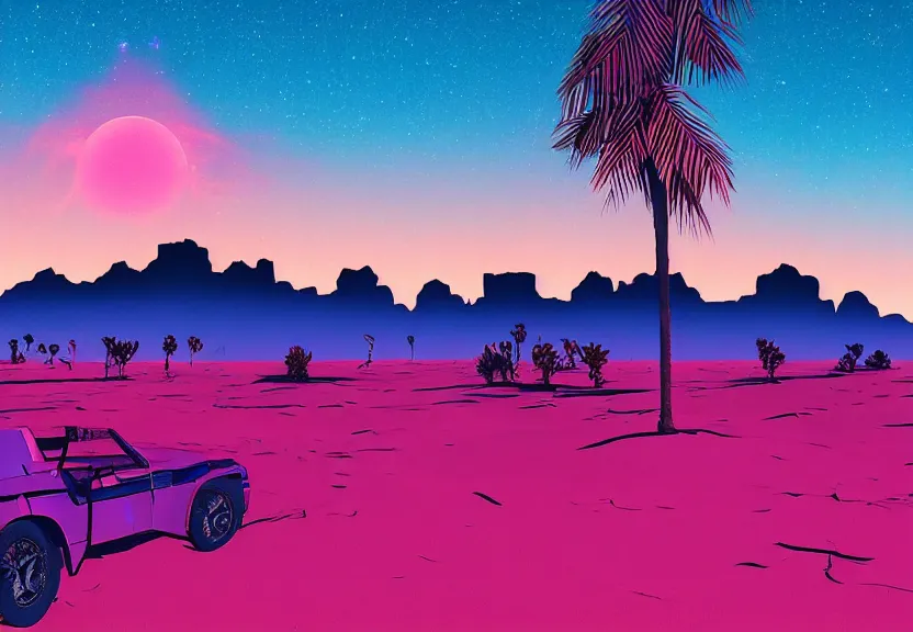 Image similar to a synthwave desert