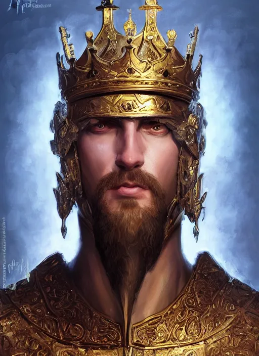 Prompt: digital _ painting _ of _ royal king _ by _ filipe _ pagliuso _ and _ justin _ gerard _ symmetric _ fantasy _ highly _ detailed _ realistic _ intricate _ port