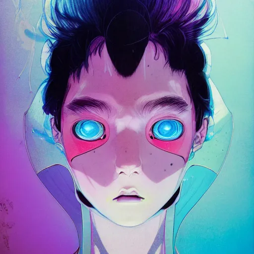 Image similar to prompt : pink and blue portrait soft light painted by james jean and katsuhiro otomo and erik jones, inspired by evangeleon anime, smooth face feature, intricate oil painting, high detail illustration, sharp high detail, manga and anime 1 9 9 0