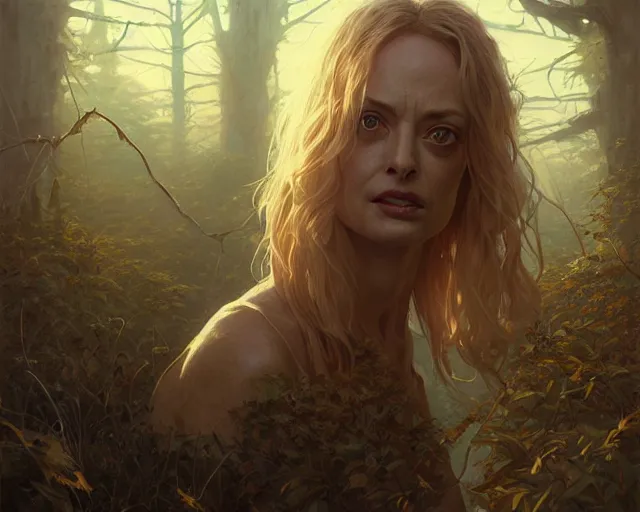 Image similar to highly detailed portrait of heather graham, in the walking dead, stephen bliss, unreal engine, fantasy art by greg rutkowski, loish, rhads, ferdinand knab, makoto shinkai and lois van baarle, ilya kuvshinov, rossdraws, tom bagshaw, global illumination, radiant light, detailed and intricate environment